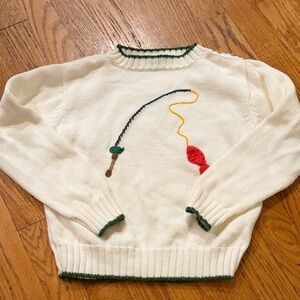 bella bliss Cream Sweater with Fishing Motif